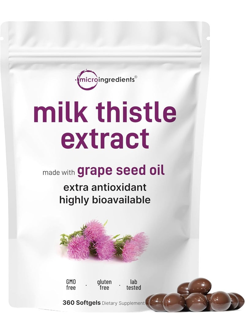 microingredients Milk Thistle Supplement 6,000mg 360 Softgels with Grape Seed Oil Highly Bioavailable Extract Liver Support & Detox Contains Active Silymarin - Image 1